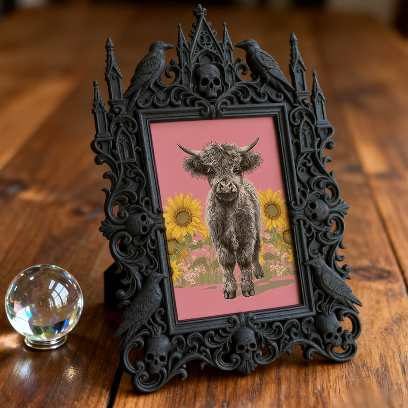Elegant-spooky-vibe Gothic Dark-style Photo Frame | Paranormal Themed Book Signing Shop Decor, Photo Ornament, Wall-mountable & Tabletop, El