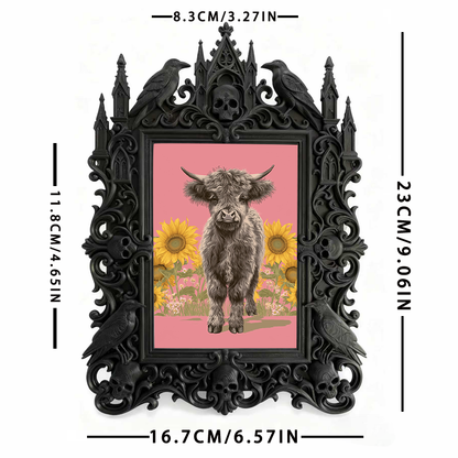 Elegant-spooky-vibe Gothic Dark-style Photo Frame | Paranormal Themed Book Signing Shop Decor, Photo Ornament, Wall-mountable & Tabletop, El