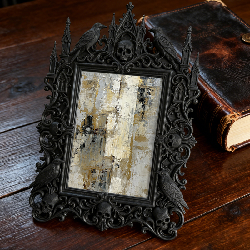 Shop-favorite-pick Gothic Dark-style Photo Frame | Witchy Herbal Divination Party Decor, Photo Ornament, Wall/Table Dual-use, Durable Frame