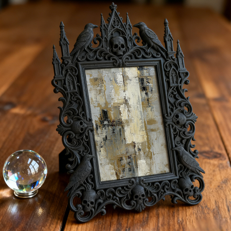 Shop-favorite-pick Gothic Dark-style Photo Frame | Witchy Herbal Divination Party Decor, Photo Ornament, Wall/Table Dual-use, Durable Frame