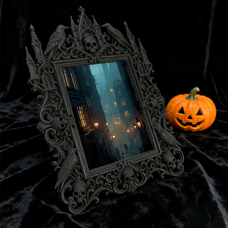 Bestselling-essential Gothic Dark-style Photo Frame | Halloween Haunted Subway Station Photo Booth Decor, Photo Ornament, Wall-mountable & T