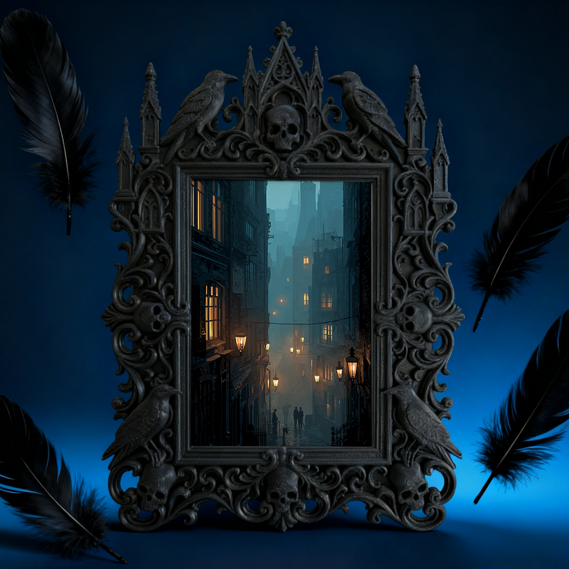 Bestselling-essential Gothic Dark-style Photo Frame | Halloween Haunted Subway Station Photo Booth Decor, Photo Ornament, Wall-mountable & T