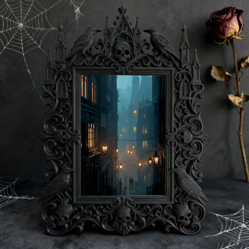 Bestselling-essential Gothic Dark-style Photo Frame | Halloween Haunted Subway Station Photo Booth Decor, Photo Ornament, Wall-mountable & T
