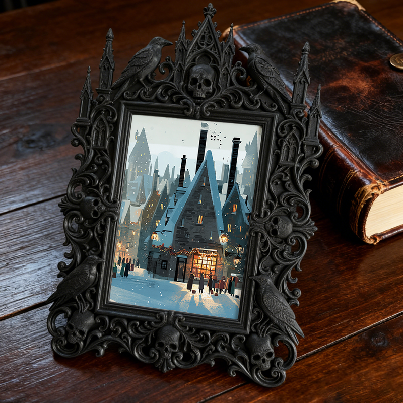 High-demand-gem Gothic Dark-style Photo Frame | Punk Rock Band Reunion Concert Decor, Photo Ornament, Dual-use Display, Retro Plastic Frame
