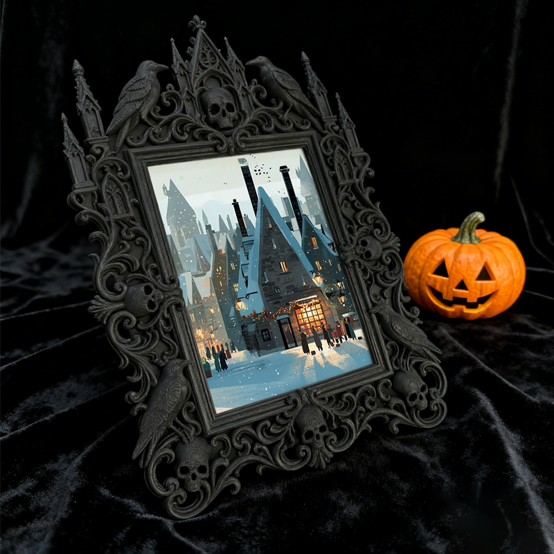 High-demand-gem Gothic Dark-style Photo Frame | Punk Rock Band Reunion Concert Decor, Photo Ornament, Dual-use Display, Retro Plastic Frame