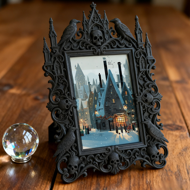 High-demand-gem Gothic Dark-style Photo Frame | Punk Rock Band Reunion Concert Decor, Photo Ornament, Dual-use Display, Retro Plastic Frame