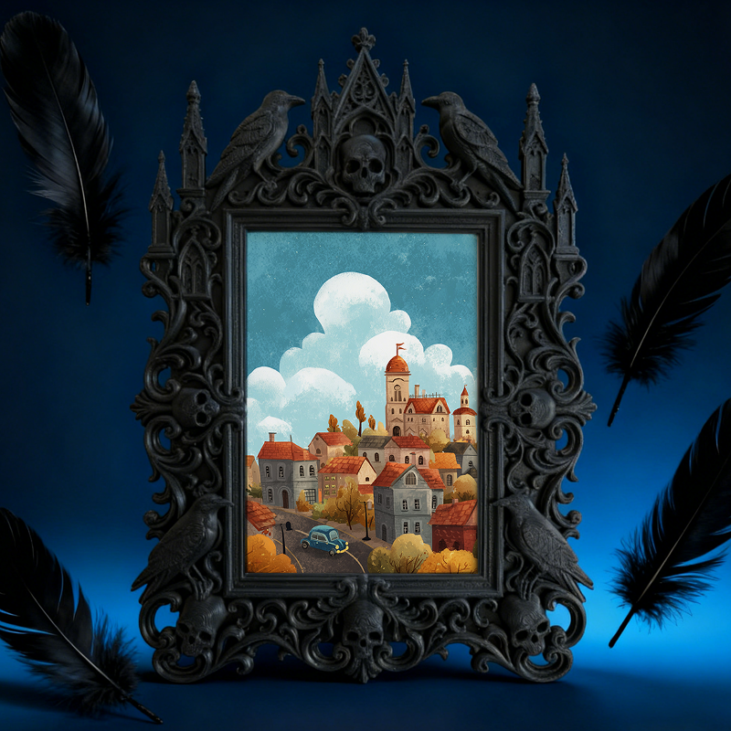 Customer-loved-pick Gothic Dark-style Photo Frame | Horror Movie Trivia Night Table Decor, Photo Ornament, Wall-mountable & Tabletop, Slim F