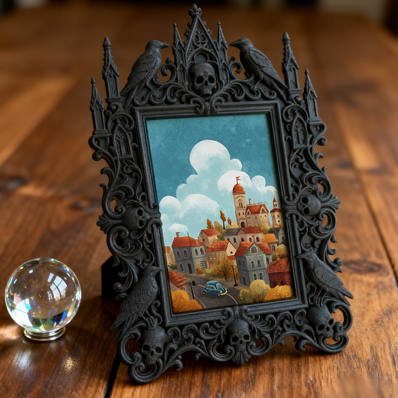 Customer-loved-pick Gothic Dark-style Photo Frame | Horror Movie Trivia Night Table Decor, Photo Ornament, Wall-mountable & Tabletop, Slim F