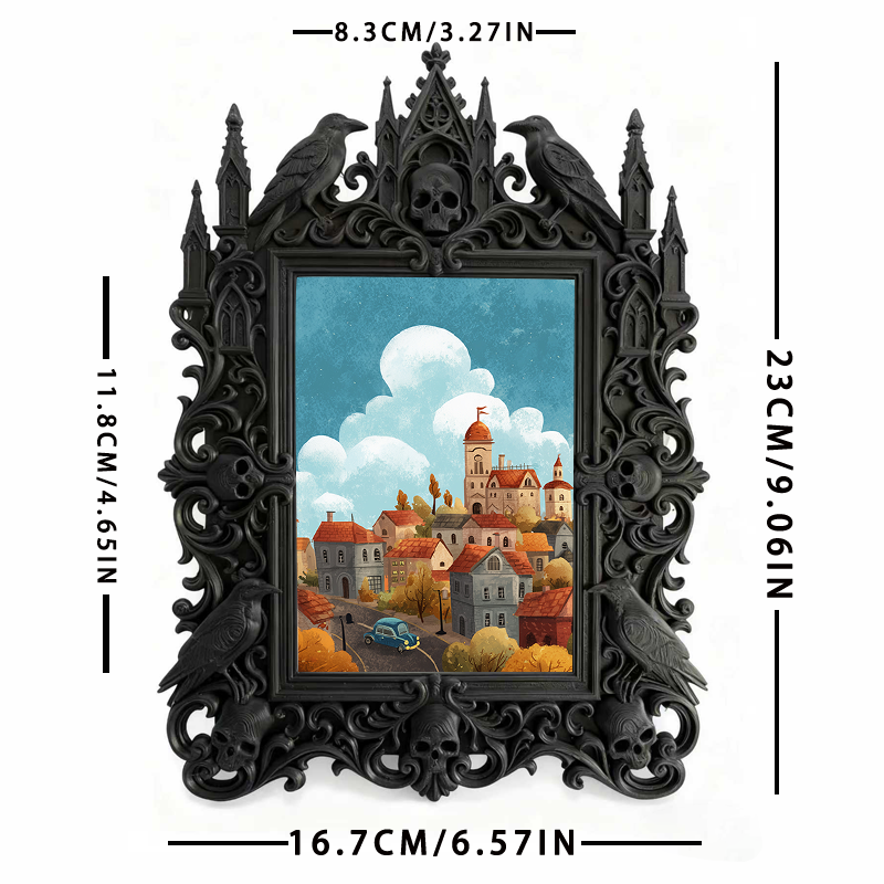 Customer-loved-pick Gothic Dark-style Photo Frame | Horror Movie Trivia Night Table Decor, Photo Ornament, Wall-mountable & Tabletop, Slim F