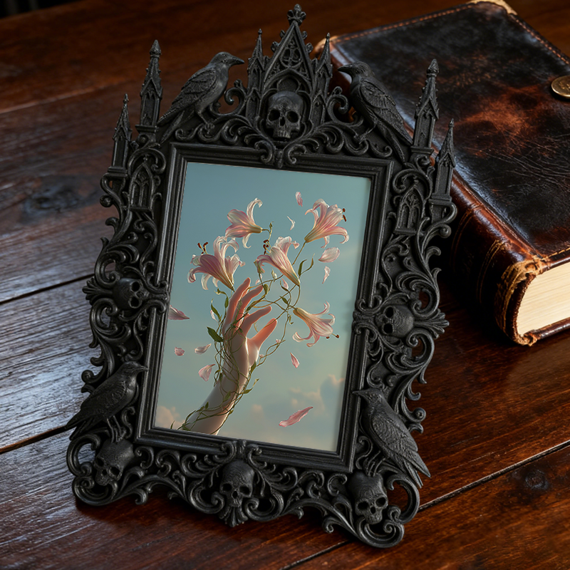 Sought-after-pick Gothic Dark-style Photo Frame | Gothic Graduation Party Photo Corner Decor, Photo Ornament, Wall/Table Dual-use, Rustic Fr