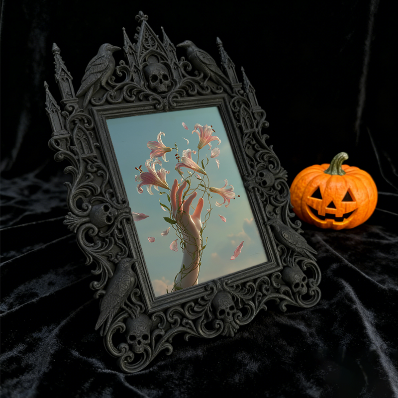 Sought-after-pick Gothic Dark-style Photo Frame | Gothic Graduation Party Photo Corner Decor, Photo Ornament, Wall/Table Dual-use, Rustic Fr