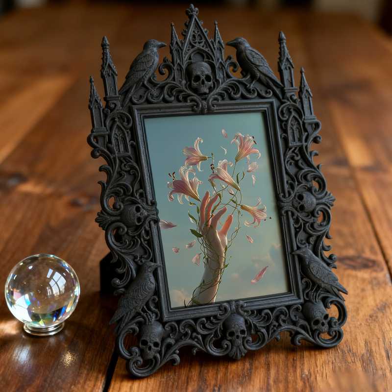 Sought-after-pick Gothic Dark-style Photo Frame | Gothic Graduation Party Photo Corner Decor, Photo Ornament, Wall/Table Dual-use, Rustic Fr