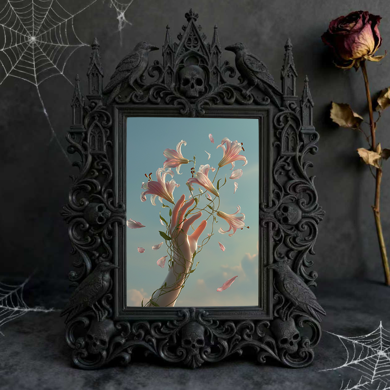 Sought-after-pick Gothic Dark-style Photo Frame | Gothic Graduation Party Photo Corner Decor, Photo Ornament, Wall/Table Dual-use, Rustic Fr