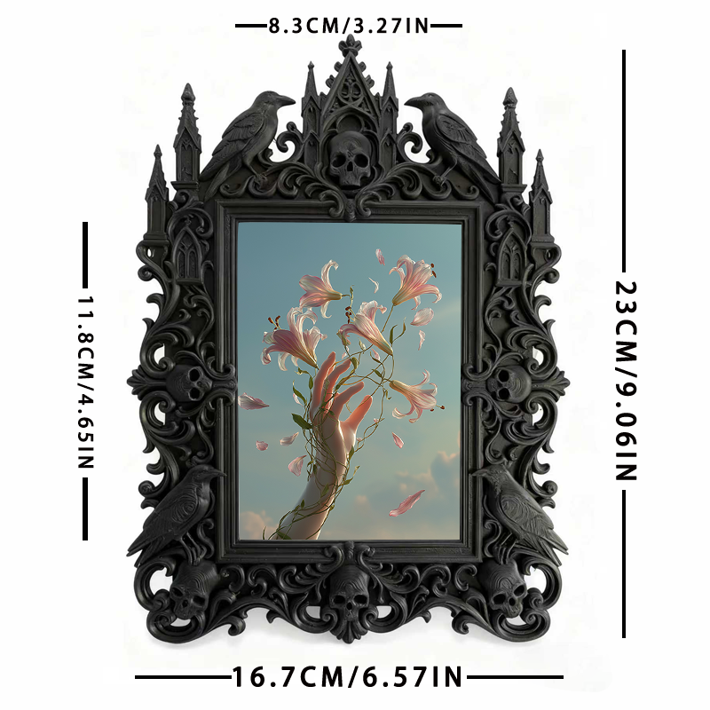 Sought-after-pick Gothic Dark-style Photo Frame | Gothic Graduation Party Photo Corner Decor, Photo Ornament, Wall/Table Dual-use, Rustic Fr