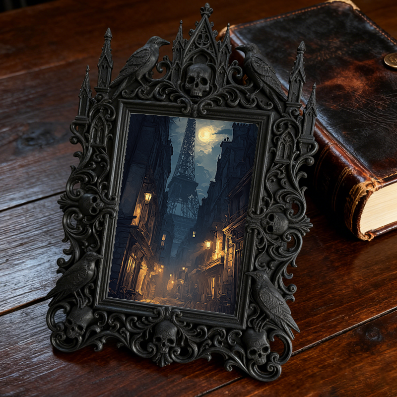 Edgy-cool-vibe Gothic Dark-style Photo Frame | Dark Academia Poem Writing Contest Decor, Photo Ornament, Dual-use Display, Minimalist Frame