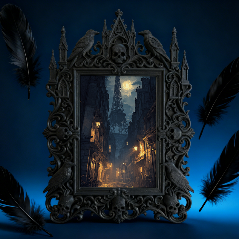 Edgy-cool-vibe Gothic Dark-style Photo Frame | Dark Academia Poem Writing Contest Decor, Photo Ornament, Dual-use Display, Minimalist Frame