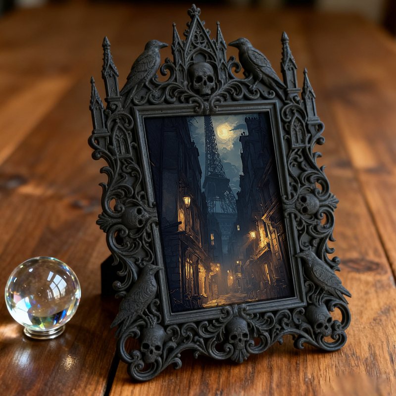 Edgy-cool-vibe Gothic Dark-style Photo Frame | Dark Academia Poem Writing Contest Decor, Photo Ornament, Dual-use Display, Minimalist Frame