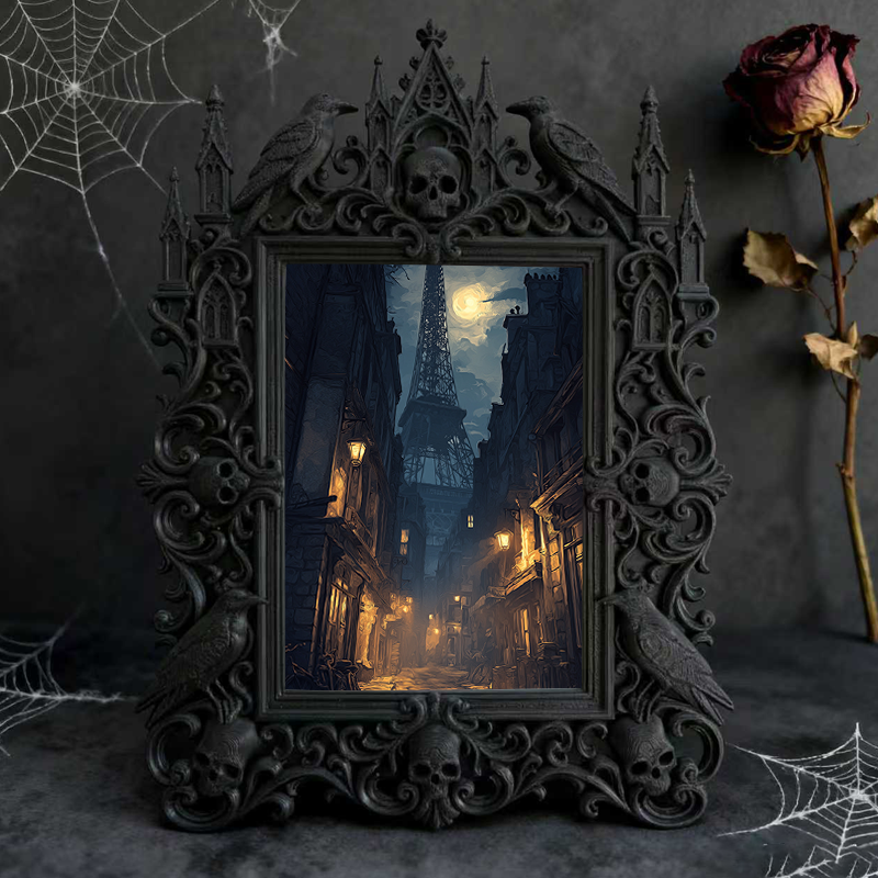 Edgy-cool-vibe Gothic Dark-style Photo Frame | Dark Academia Poem Writing Contest Decor, Photo Ornament, Dual-use Display, Minimalist Frame