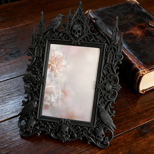 Luxe-rustic-vibe Gothic Dark-style Photo Frame | Gothic Anniversary Camping Trip Decor, Photo Ornament, Wall-mountable & Tabletop, Practical