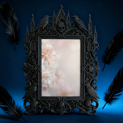 Luxe-rustic-vibe Gothic Dark-style Photo Frame | Gothic Anniversary Camping Trip Decor, Photo Ornament, Wall-mountable & Tabletop, Practical