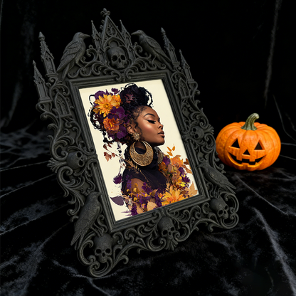 One-of-a-kind-pick Gothic Dark-style Photo Frame | Witchy Moon Ritual Altar Decor, Photo Ornament, Wall-mountable & Tabletop, Portable Frame