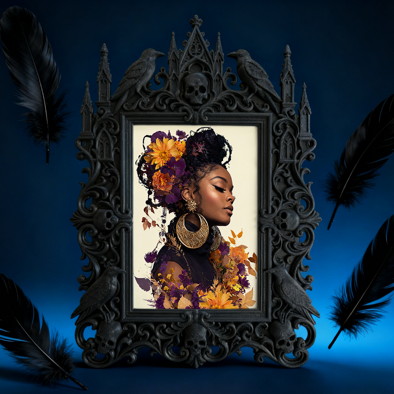One-of-a-kind-pick Gothic Dark-style Photo Frame | Witchy Moon Ritual Altar Decor, Photo Ornament, Wall-mountable & Tabletop, Portable Frame