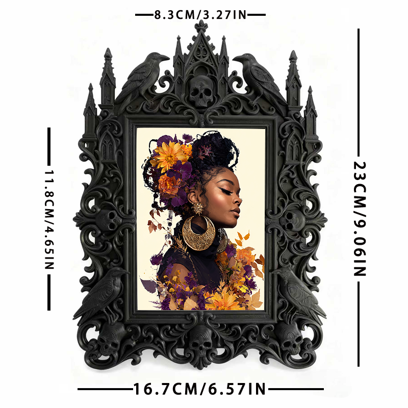 One-of-a-kind-pick Gothic Dark-style Photo Frame | Witchy Moon Ritual Altar Decor, Photo Ornament, Wall-mountable & Tabletop, Portable Frame
