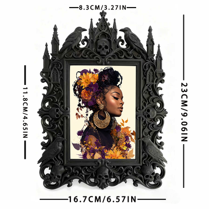 One-of-a-kind-pick Gothic Dark-style Photo Frame | Witchy Moon Ritual Altar Decor, Photo Ornament, Wall-mountable & Tabletop, Portable Frame