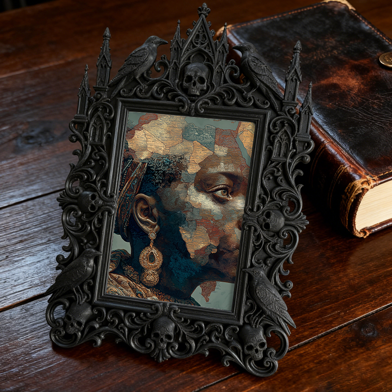 Viral-favorite-pick Gothic Dark-style Photo Frame | Gothic Entryway Shoe Cabinet Top Decor, Photo Ornament, Wall-mountable & Tabletop, Plast