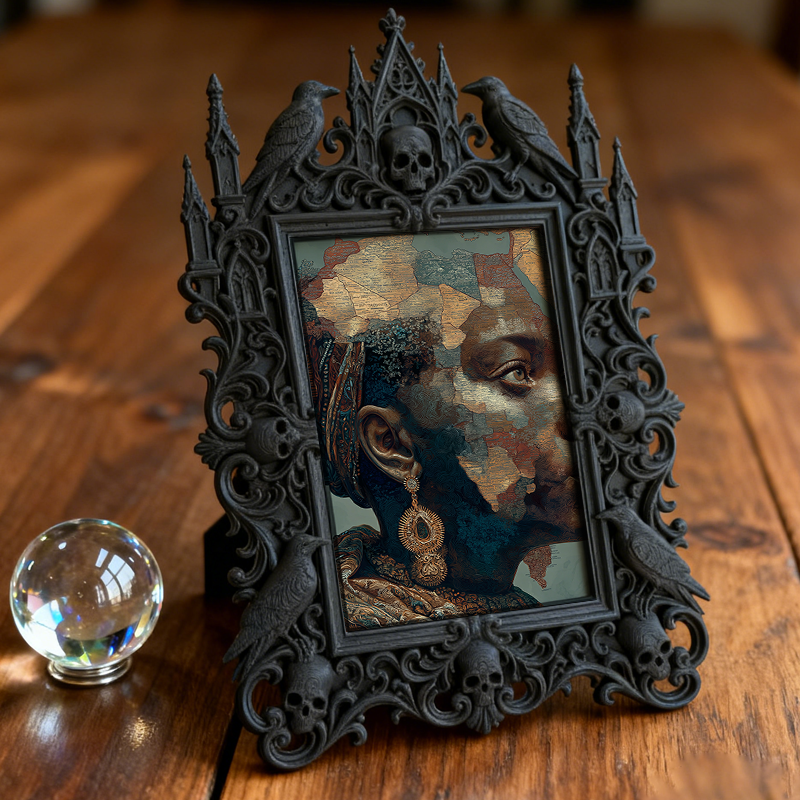 Viral-favorite-pick Gothic Dark-style Photo Frame | Gothic Entryway Shoe Cabinet Top Decor, Photo Ornament, Wall-mountable & Tabletop, Plast