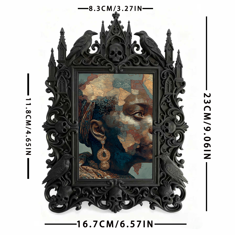 Viral-favorite-pick Gothic Dark-style Photo Frame | Gothic Entryway Shoe Cabinet Top Decor, Photo Ornament, Wall-mountable & Tabletop, Plast