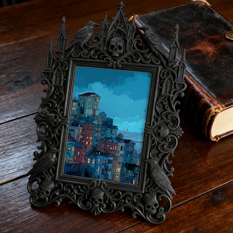 Insta-trending-pick Gothic Dark-style Photo Frame | Dark Academia Dormitory Art Display Corner Decor, Photo Ornament, Wall/Table Dual-use, D