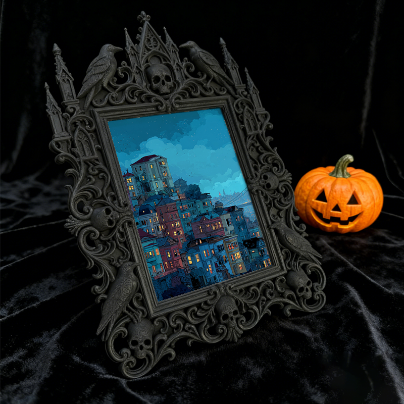 Insta-trending-pick Gothic Dark-style Photo Frame | Dark Academia Dormitory Art Display Corner Decor, Photo Ornament, Wall/Table Dual-use, D