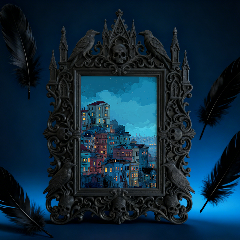 Insta-trending-pick Gothic Dark-style Photo Frame | Dark Academia Dormitory Art Display Corner Decor, Photo Ornament, Wall/Table Dual-use, D