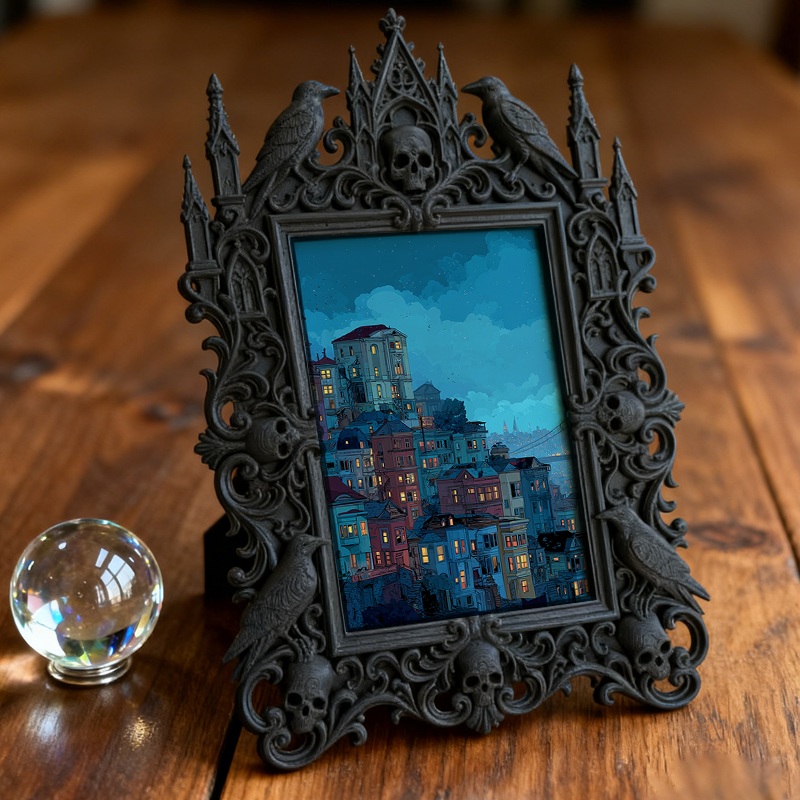 Insta-trending-pick Gothic Dark-style Photo Frame | Dark Academia Dormitory Art Display Corner Decor, Photo Ornament, Wall/Table Dual-use, D