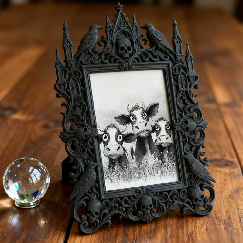 Shop-top-pick Gothic Dark-style Photo Frame | Vampire-themed Home Mini Bar Decor, Photo Ornament, Wall-mountable & Tabletop, Lightweight Fra