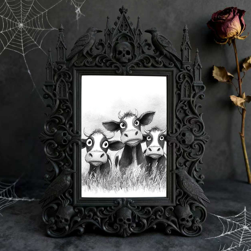 Shop-top-pick Gothic Dark-style Photo Frame | Vampire-themed Home Mini Bar Decor, Photo Ornament, Wall-mountable & Tabletop, Lightweight Fra