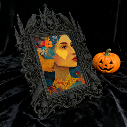 Bestselling-gem Gothic Dark-style Photo Frame | Witchy Bedroom Crystal Display Shelf Decor, Photo Ornament, Dual-use Display, Retro Plastic 