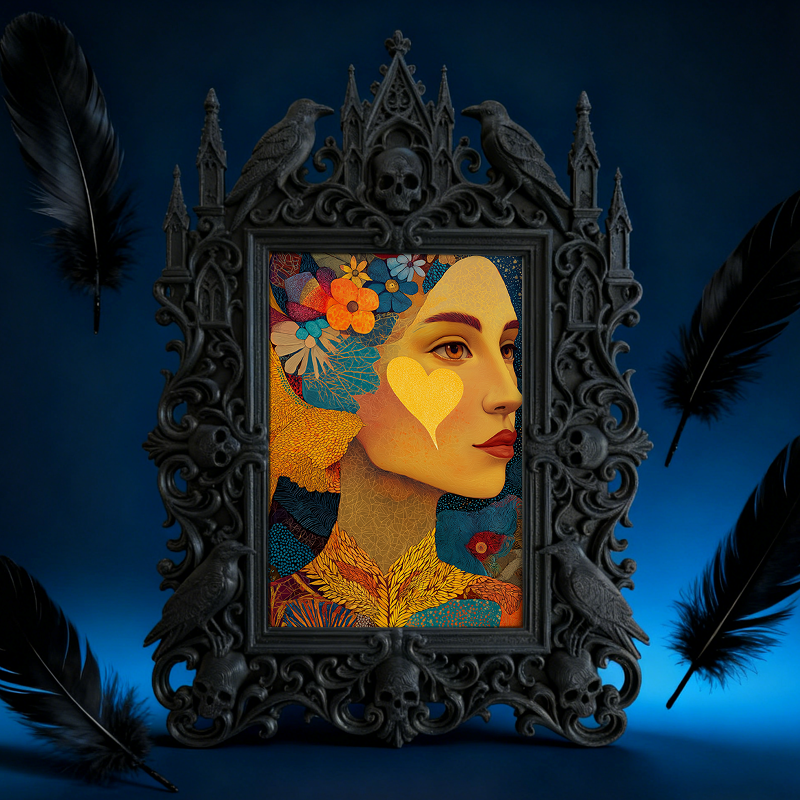 Bestselling-gem Gothic Dark-style Photo Frame | Witchy Bedroom Crystal Display Shelf Decor, Photo Ornament, Dual-use Display, Retro Plastic 