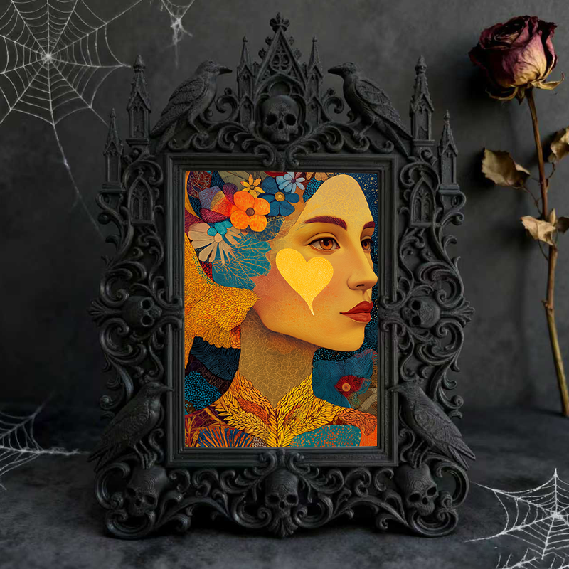 Bestselling-gem Gothic Dark-style Photo Frame | Witchy Bedroom Crystal Display Shelf Decor, Photo Ornament, Dual-use Display, Retro Plastic 