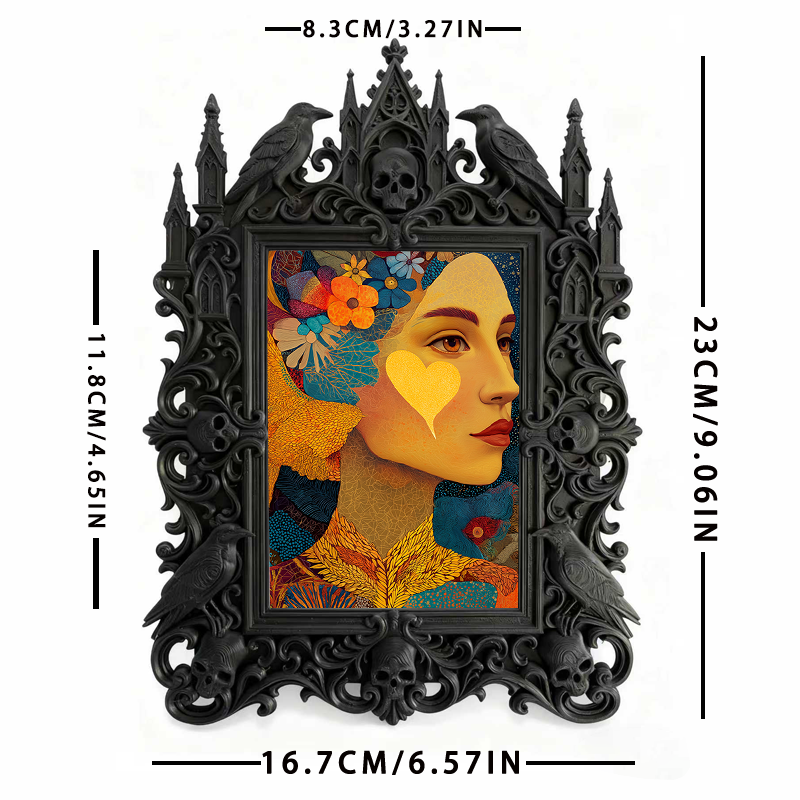 Bestselling-gem Gothic Dark-style Photo Frame | Witchy Bedroom Crystal Display Shelf Decor, Photo Ornament, Dual-use Display, Retro Plastic 
