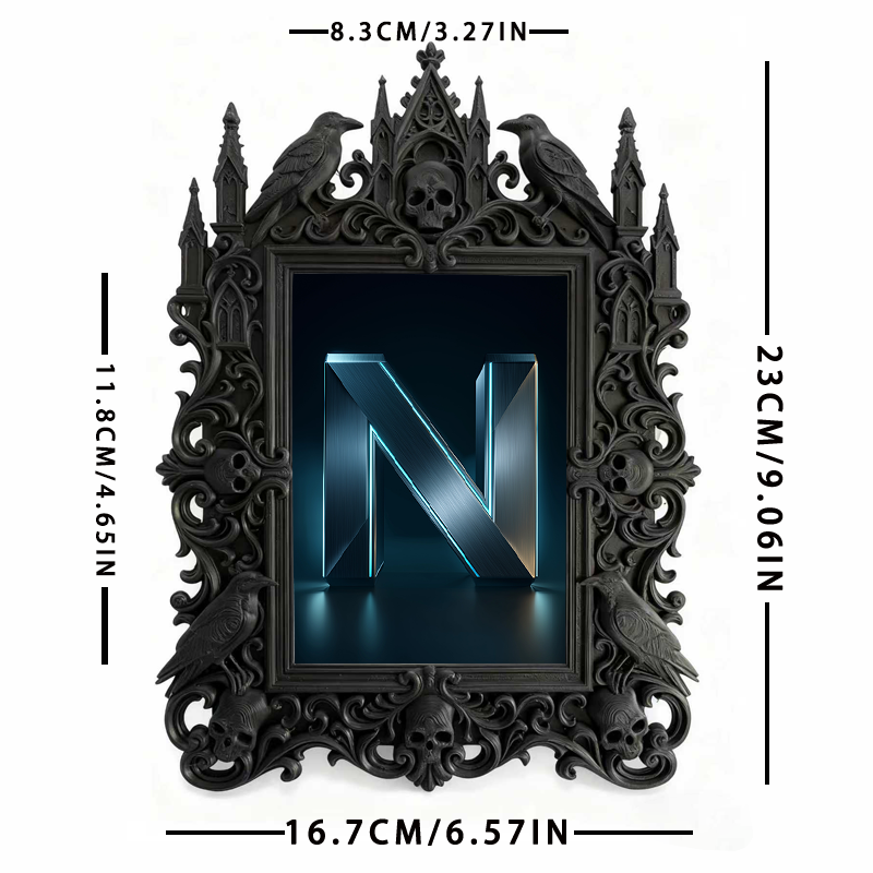 Trend-alert-pick Gothic Dark-style Photo Frame | Dark Academia Study Room Window Sill Decor, Photo Ornament, Wall/Table Dual-use, Eco-friend