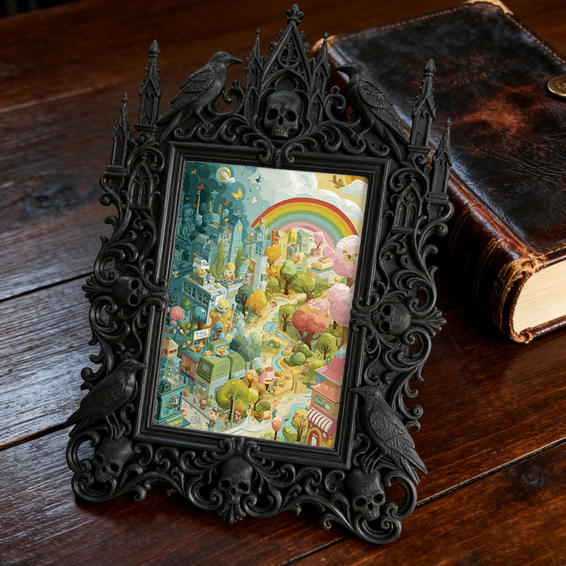 Must-grab-pick Gothic Dark-style Photo Frame | Gothic Bathroom Toilet Tank Top Decor, Photo Ornament, Wall-mountable & Tabletop, Slim Frame