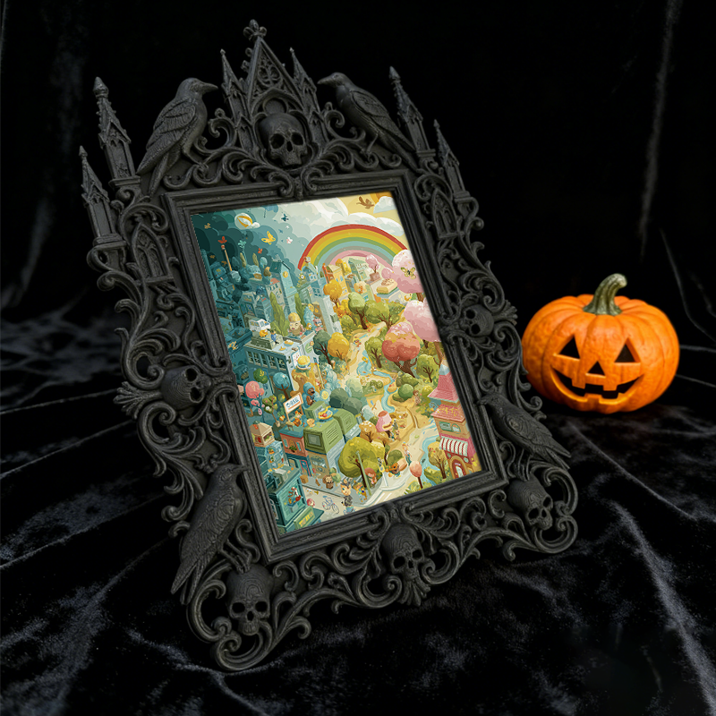 Must-grab-pick Gothic Dark-style Photo Frame | Gothic Bathroom Toilet Tank Top Decor, Photo Ornament, Wall-mountable & Tabletop, Slim Frame