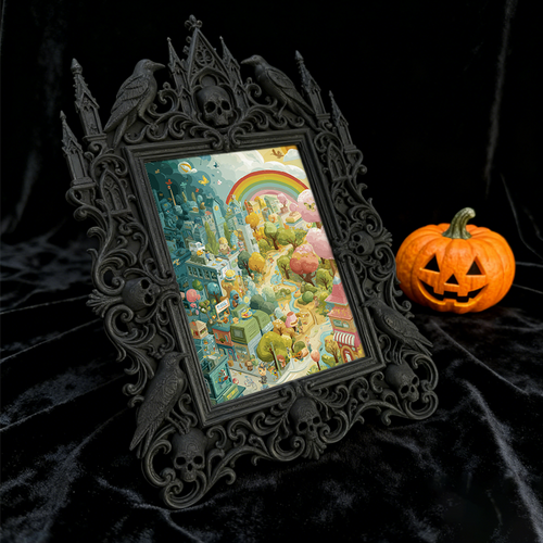 Must-grab-pick Gothic Dark-style Photo Frame | Gothic Bathroom Toilet Tank Top Decor, Photo Ornament, Wall-mountable & Tabletop, Slim Frame
