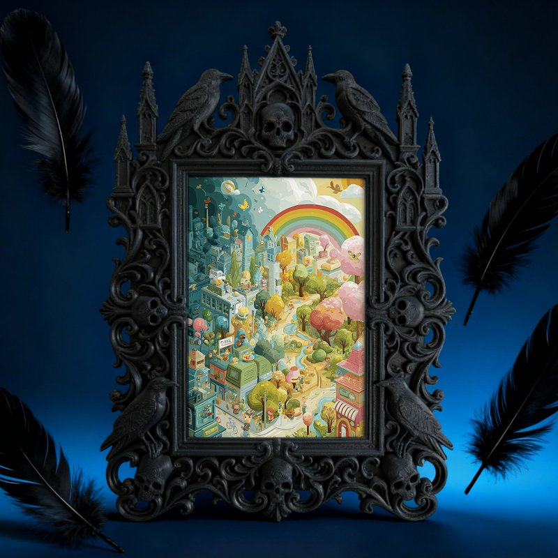 Must-grab-pick Gothic Dark-style Photo Frame | Gothic Bathroom Toilet Tank Top Decor, Photo Ornament, Wall-mountable & Tabletop, Slim Frame