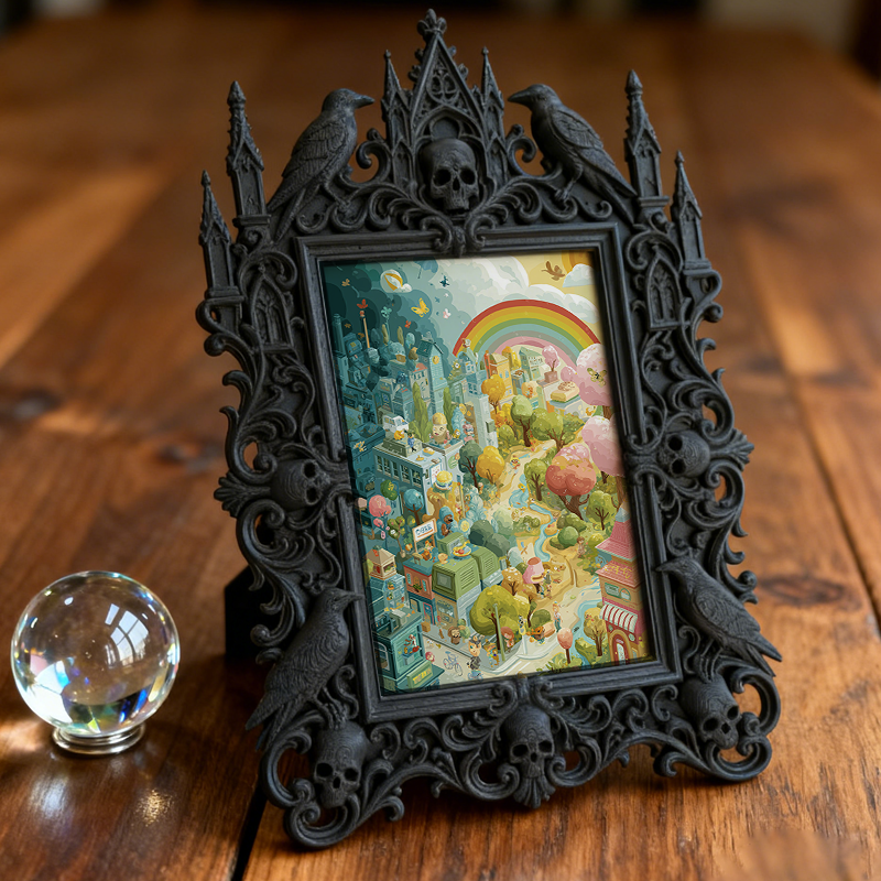 Must-grab-pick Gothic Dark-style Photo Frame | Gothic Bathroom Toilet Tank Top Decor, Photo Ornament, Wall-mountable & Tabletop, Slim Frame