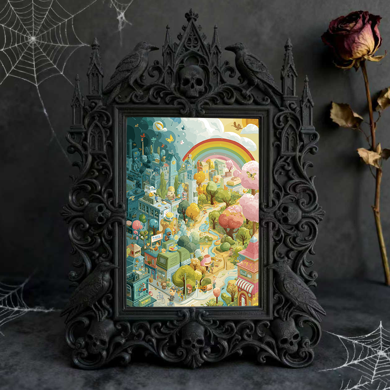 Must-grab-pick Gothic Dark-style Photo Frame | Gothic Bathroom Toilet Tank Top Decor, Photo Ornament, Wall-mountable & Tabletop, Slim Frame