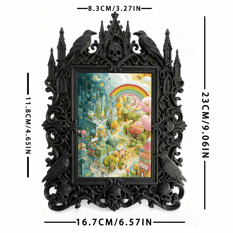 Must-grab-pick Gothic Dark-style Photo Frame | Gothic Bathroom Toilet Tank Top Decor, Photo Ornament, Wall-mountable & Tabletop, Slim Frame