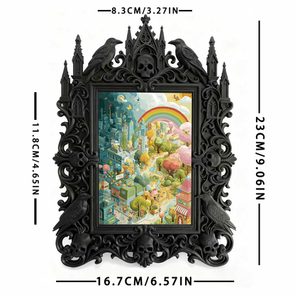 Must-grab-pick Gothic Dark-style Photo Frame | Gothic Bathroom Toilet Tank Top Decor, Photo Ornament, Wall-mountable & Tabletop, Slim Frame